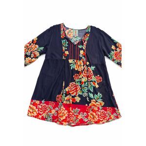 Johnny Was Floral Charming Tunic Top Size Small